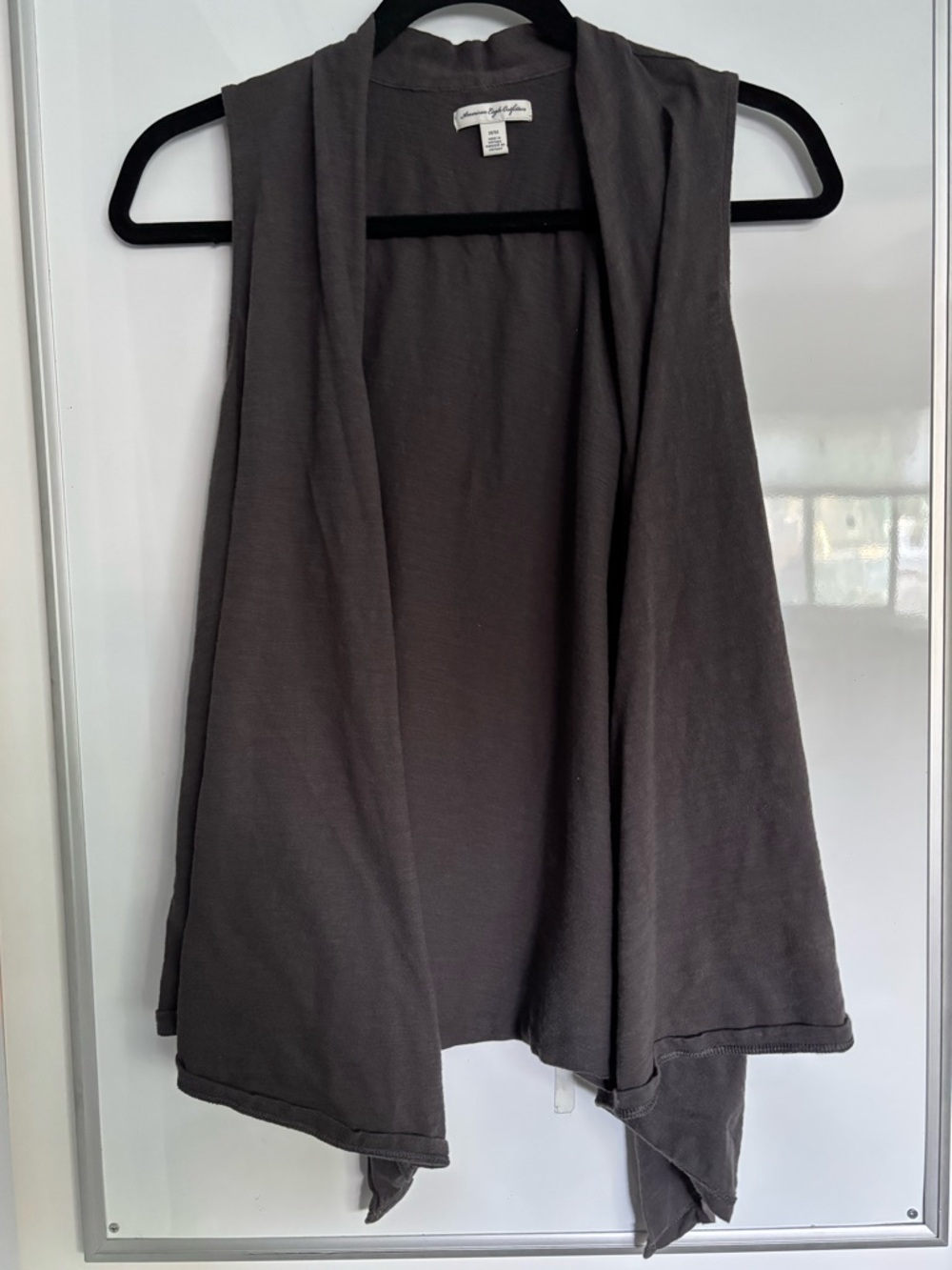 American Eagle Sleeveless Draped Open-Front Vest Gray Medium